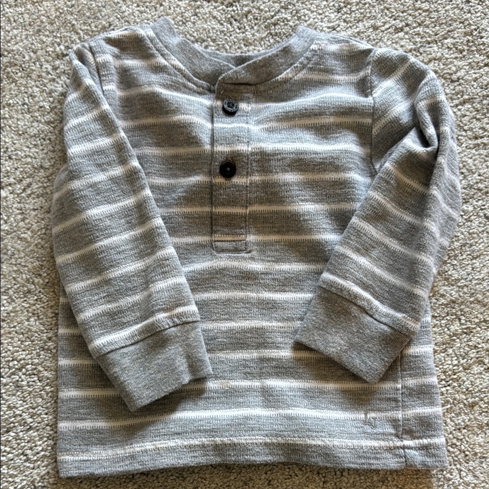 Janie and Jack Gray Long Sleeve Tee Classic Stripes